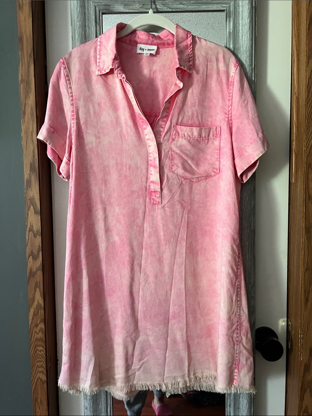 day + mood Pink Short Sleeve Mini Dress
